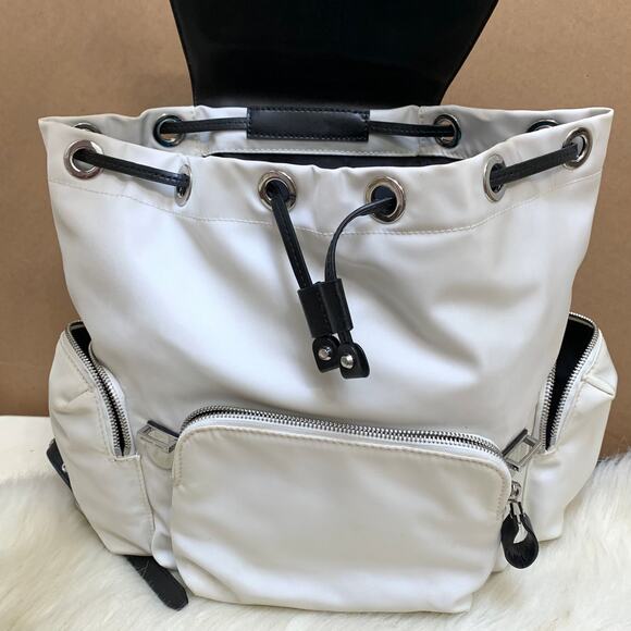 MICHAEL KORS Optic White & Black Nylon BEACON Medium Size Backpack Handbag - Picture 8 of 16